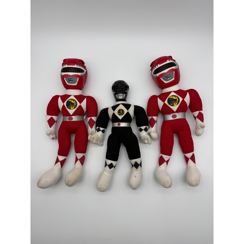 Vintage Mighty Morphin Power Rangers Plush Lot Red and Black Rangers 90s Saban